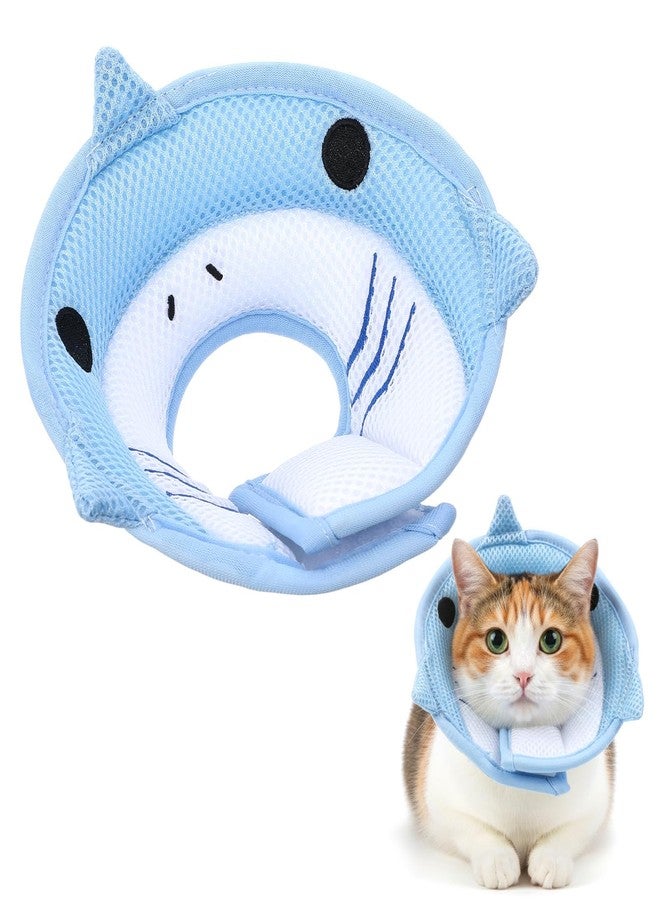 Nogeqi Soft Cone for Cats, Cute Shark Shape Cat Donut Collar, Adjustable Cat E Collar, Lightweight Cats Cones to Stop Licking, After Surgery for Pets Dogs Kittes - Image 1